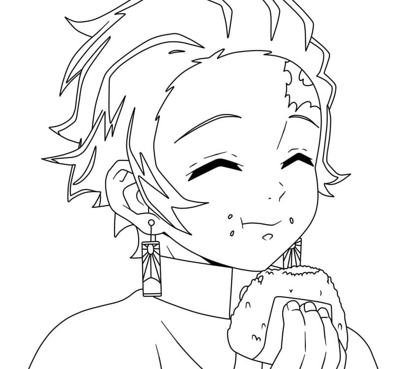 Bedava Çocuklar İçin Tanjiro Boyama Sayfası