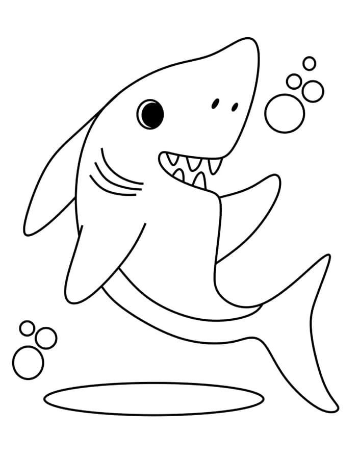 Bedava Köpekbalığı Çocuklar İçin Boyama Sayfası