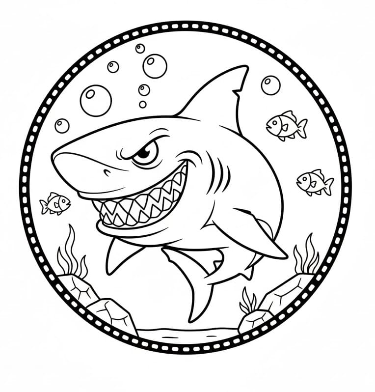 Bedava Köpekbalığı Yazdırılabilir Boyama Sayfası