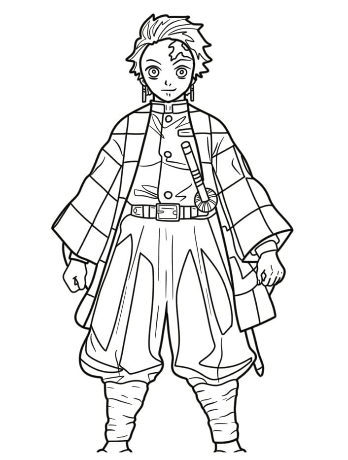 Bedava Tanjiro Yazdırılabilir Boyama Sayfası