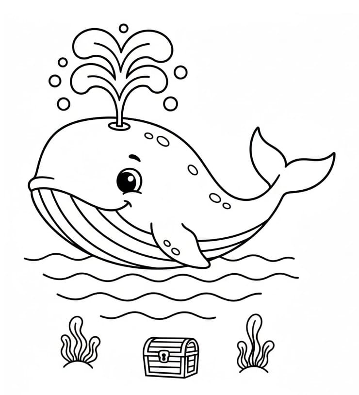 Bedava Yazdırılabilir Balina Boyama Sayfası