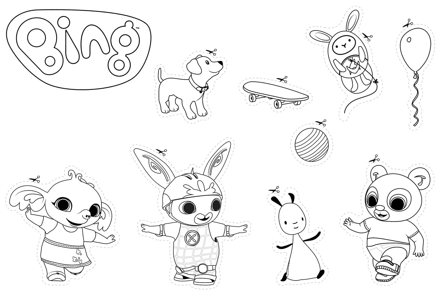 Bing Tavşan Karakterleri Boyama Sayfası