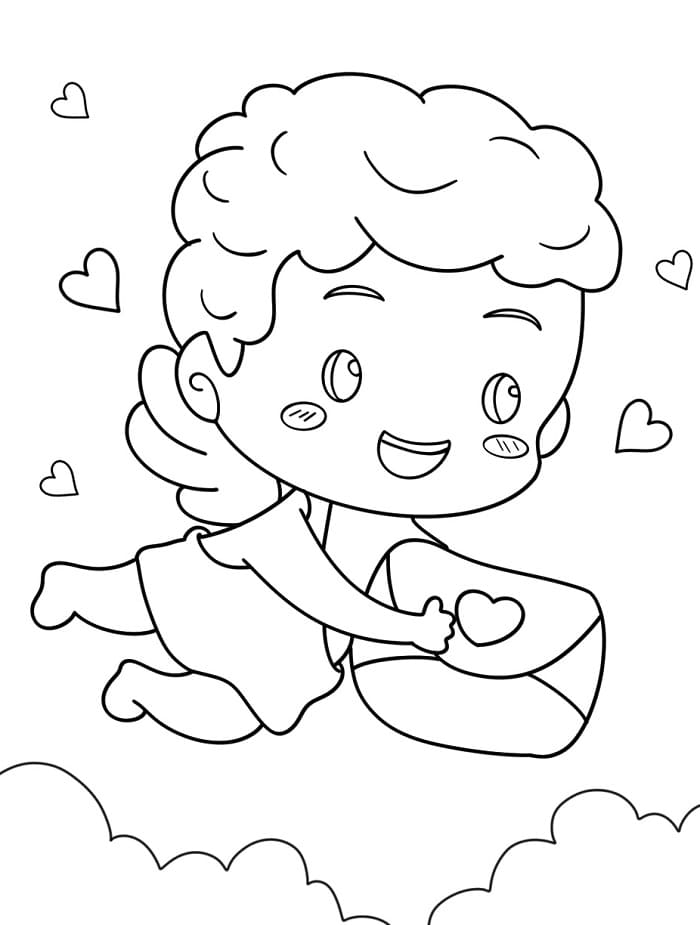 Bir Sevimli Aşk Tanrısı Boyama Sayfası