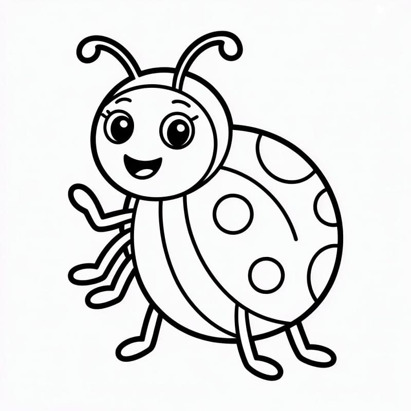 Bir Sevimli Uğur Böceği Boyama Sayfası