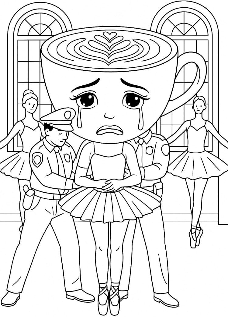 Çizgi Ballerina Cappuccina Boyama Sayfası