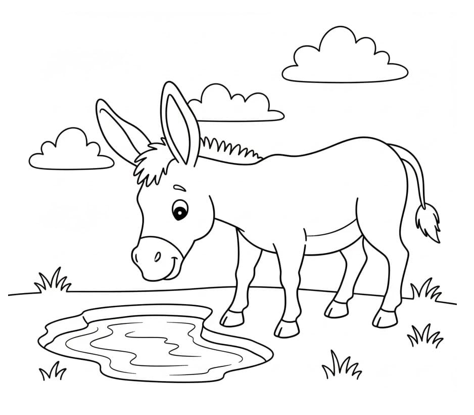 Çizgi Eşek Boyama Sayfası