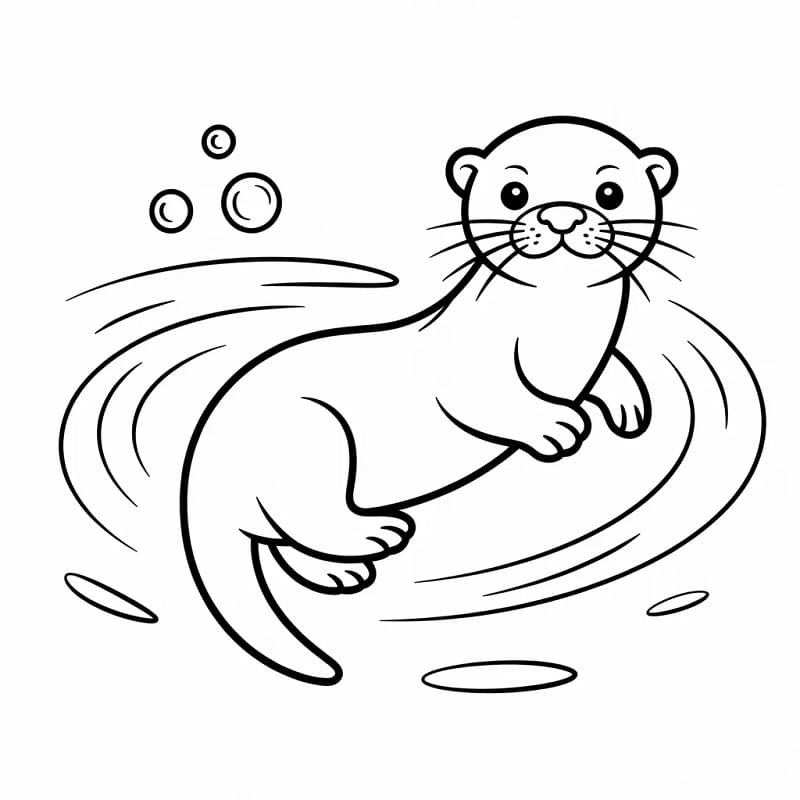 Çizgi Su Samuru Boyama Sayfası