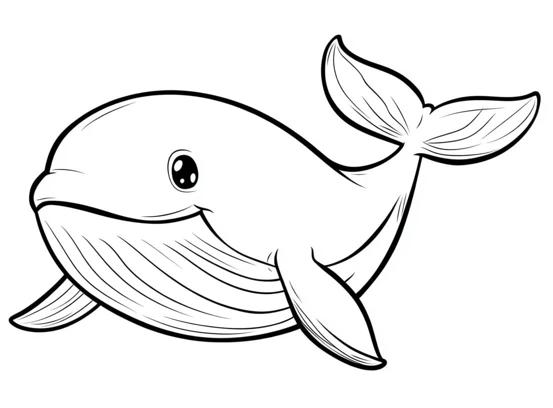 Çocuk Balina Yazdırılabilir Boyama Sayfası