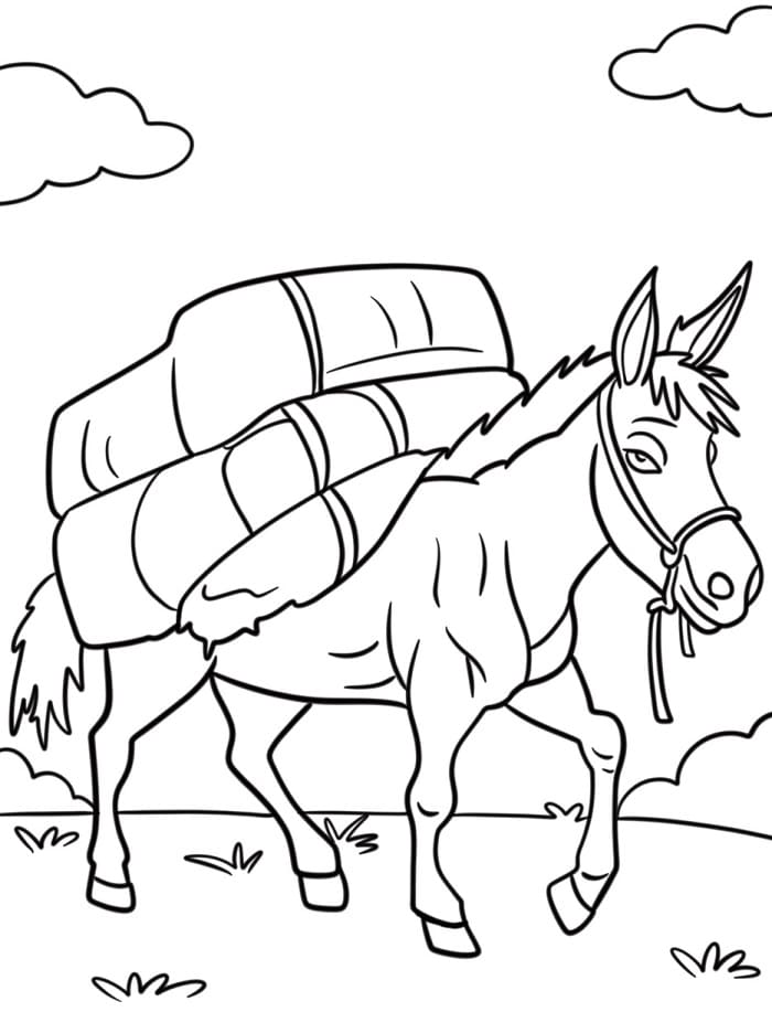 Çocuk Eşek Yazdırılabilir Boyama Sayfası