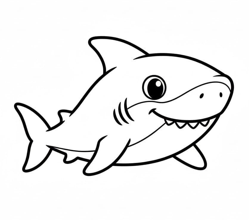 Çocuk Köpekbalığı Yazdırılabilir Boyama Sayfası