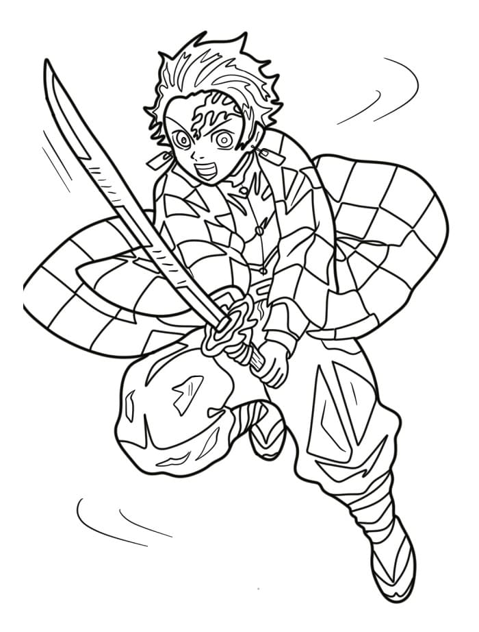 Çocuk Tanjiro Yazdırılabilir Boyama Sayfası