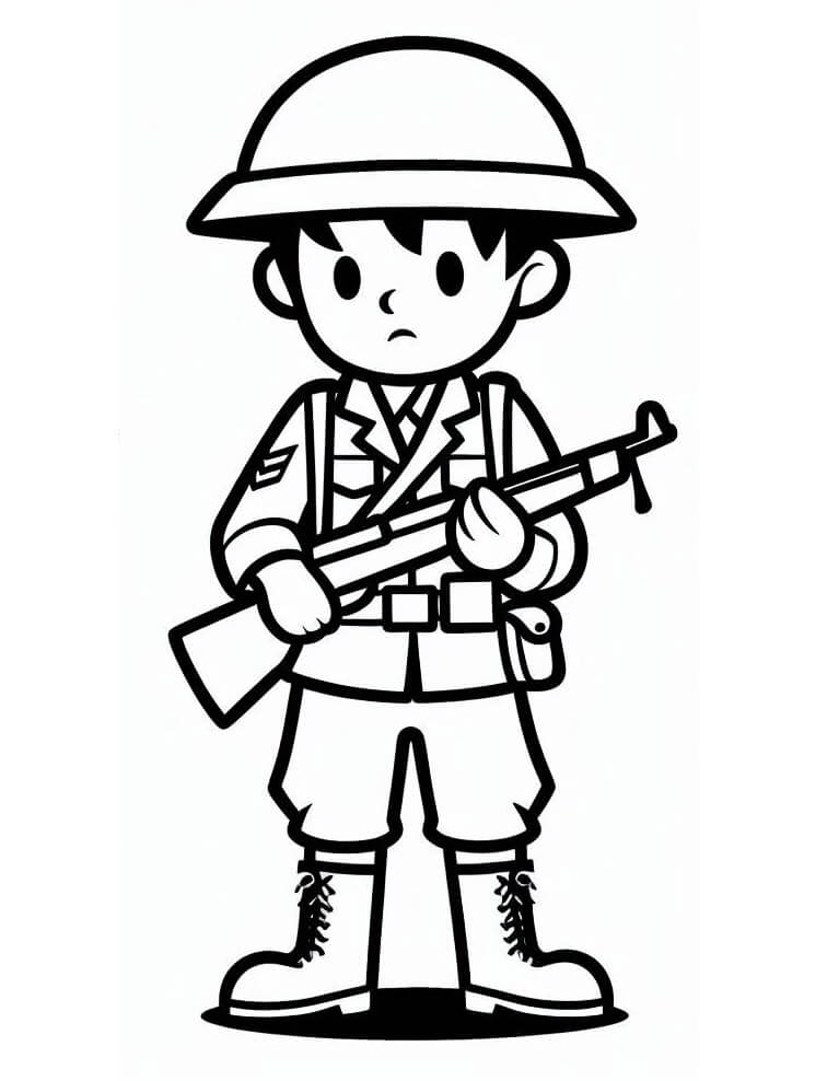 Çocuklar İçin Asker Boyama Sayfası