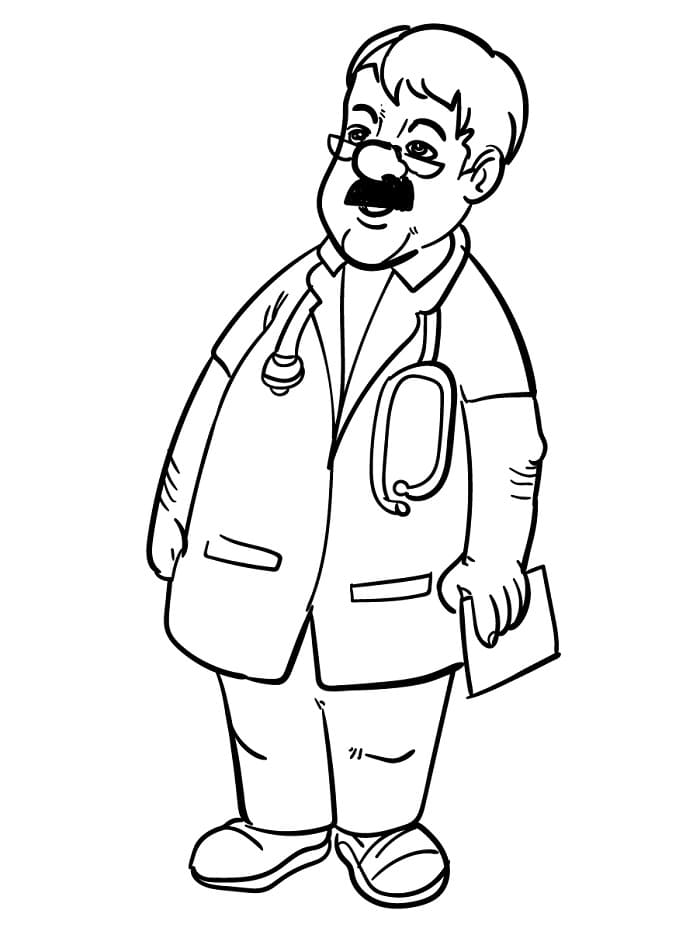 Çocuklar İçin Doktor Boyama Sayfası