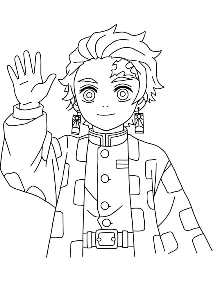 Çocuklar İçin Tanjiro Boyama Sayfası