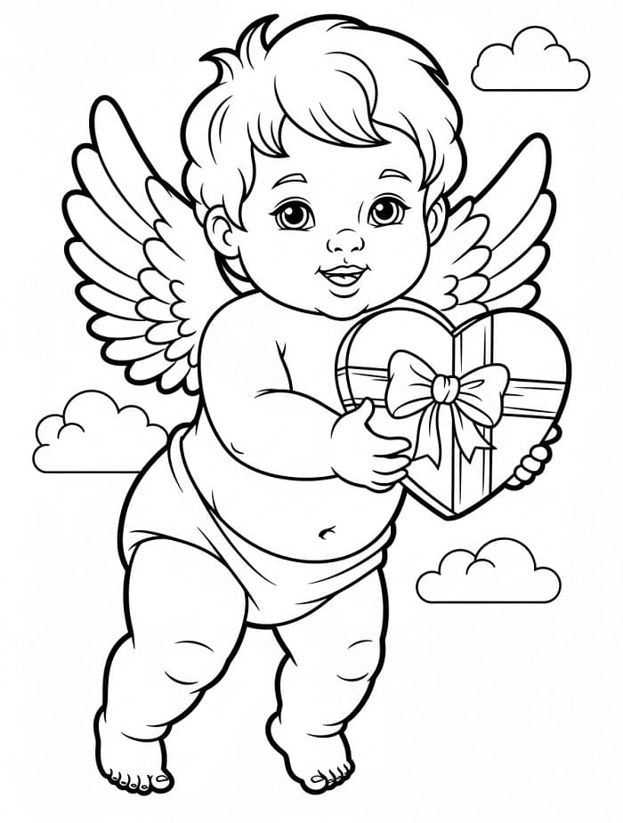 Çok Sevimli Aşk Tanrısı Boyama Sayfası