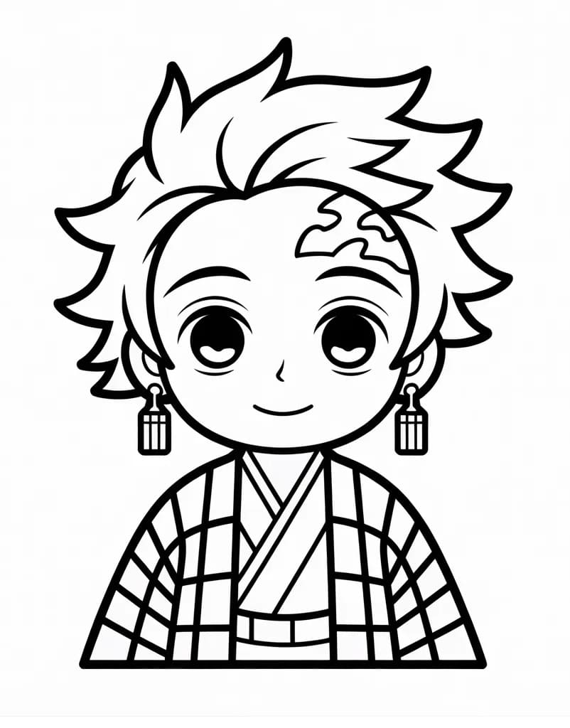 Demon Slayer'dan Tanjiro Boyama Sayfası