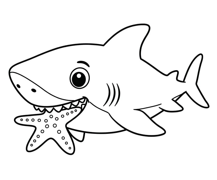 Deniz Altındaki Köpekbalığı Boyama Sayfası
