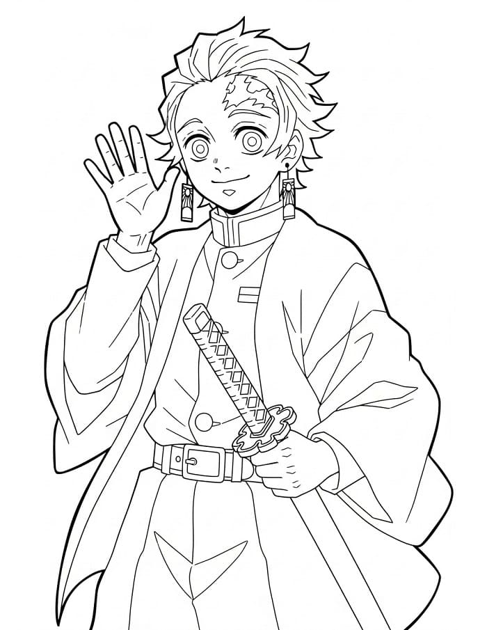 Dost canlısı Tanjiro Boyama Sayfası