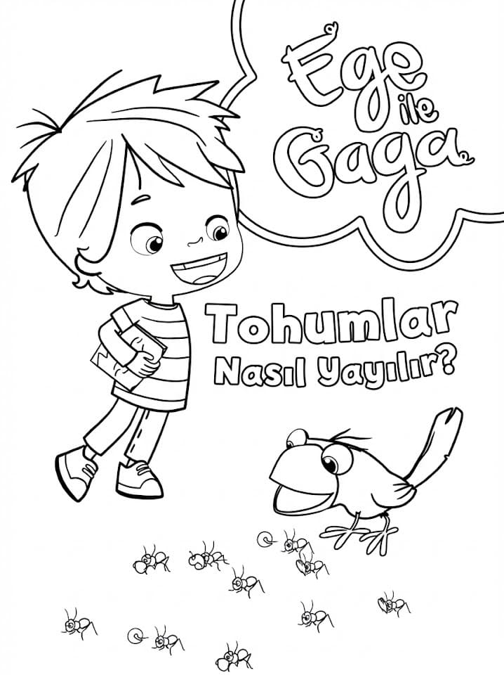 Ege ile Gaga 2 Yaş Çocuklar İçin Boyama Sayfası