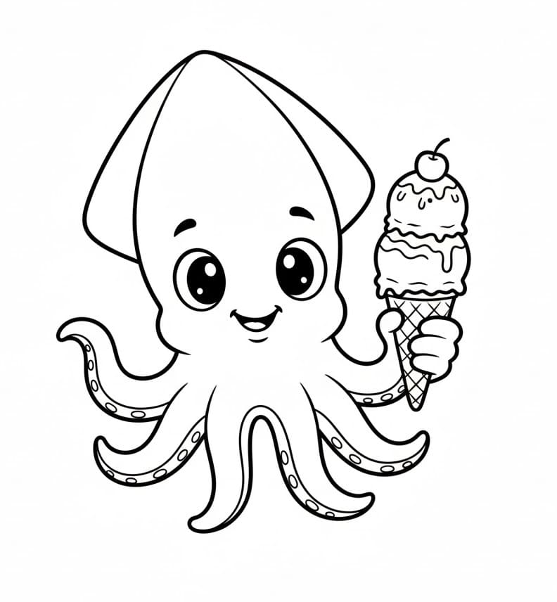 Eğlenceli Kalamar Boyama Sayfası