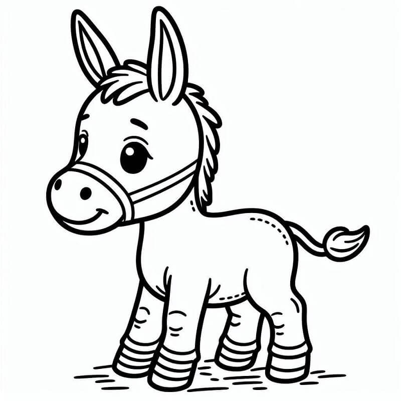 Eşek 1 Yaş Çocuklar İçin Boyama Sayfası