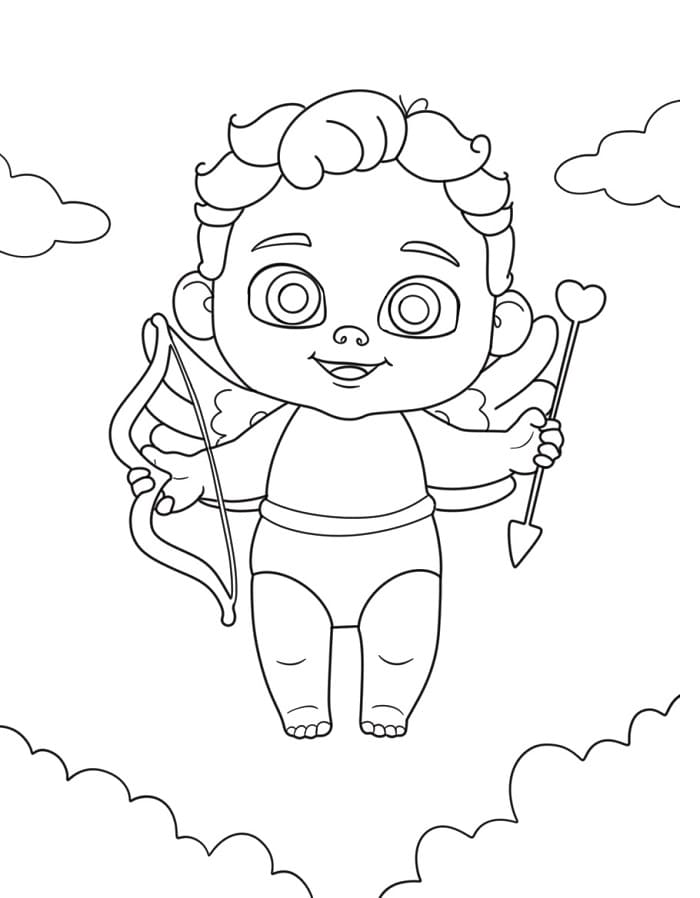 Gülümseyen Aşk Tanrısı Boyama Sayfası