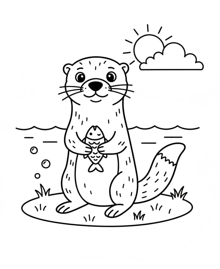 Havalı Su Samuru Boyama Sayfası