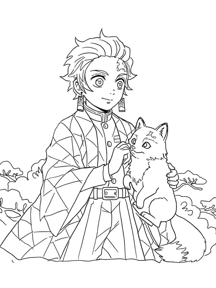 Havalı Tanjiro Boyama Sayfası