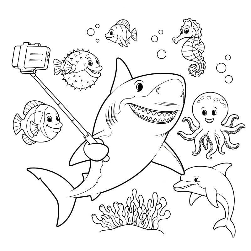 Hoş Köpekbalığı Boyama Sayfası