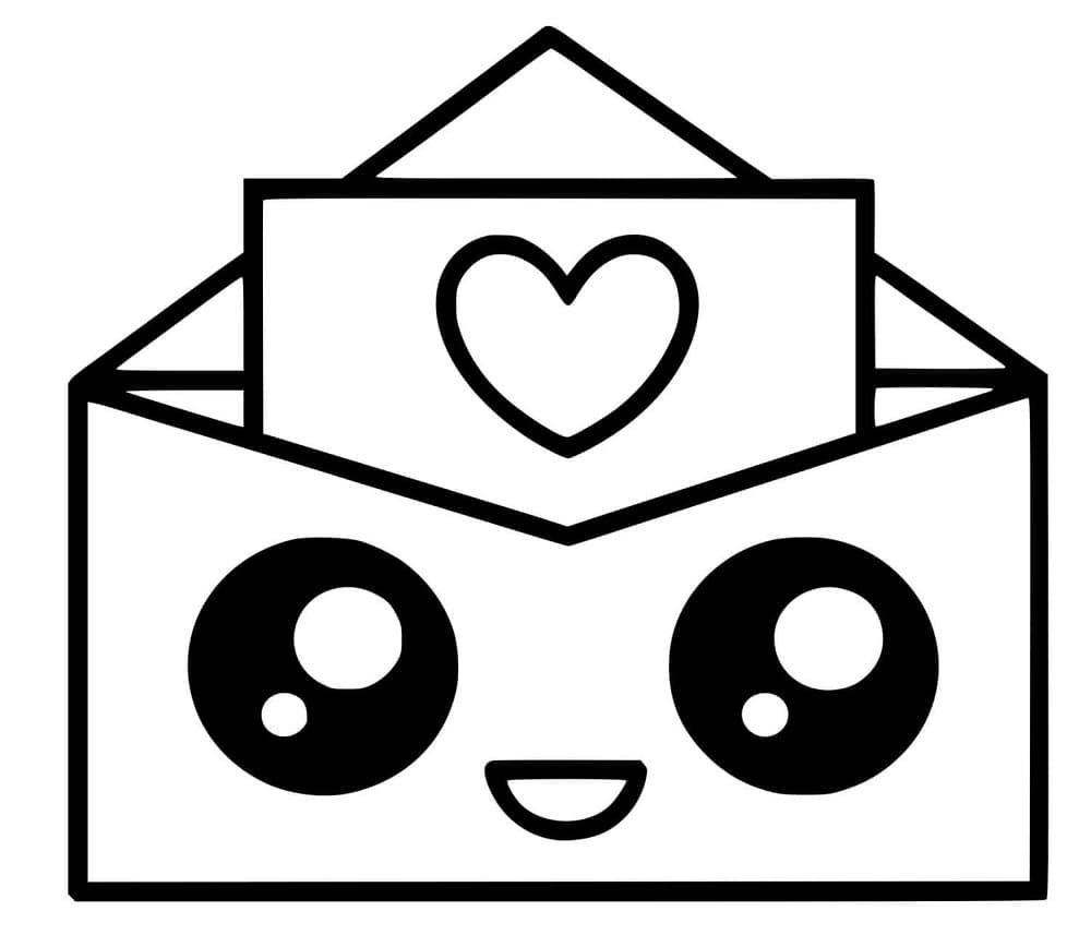 Kawaii Aşk Mektubu Boyama Sayfası