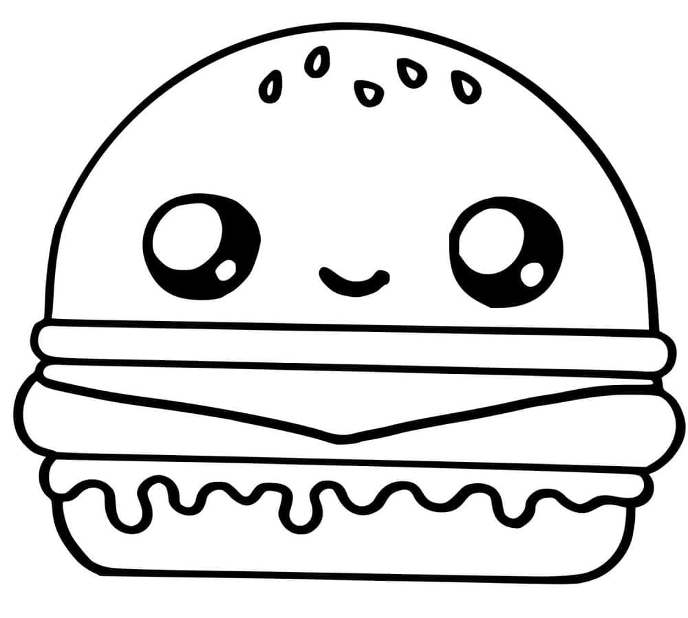 Kawaii Burger Boyama Sayfası