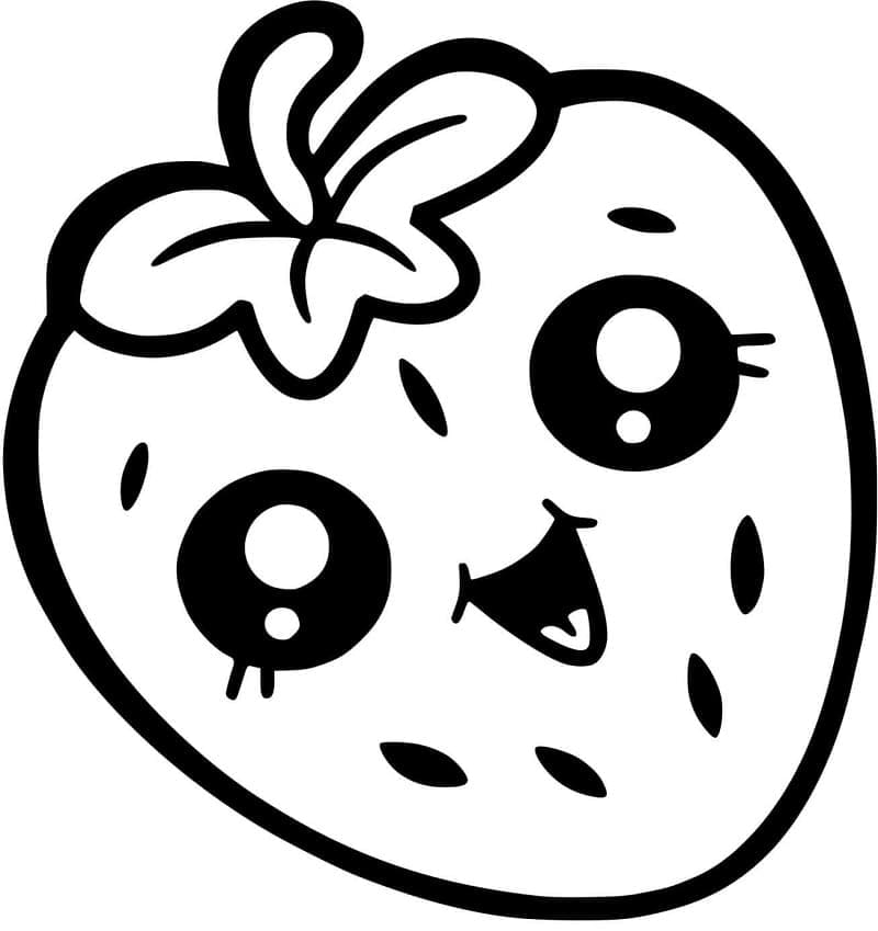 Kawaii Çilek Boyama Sayfası