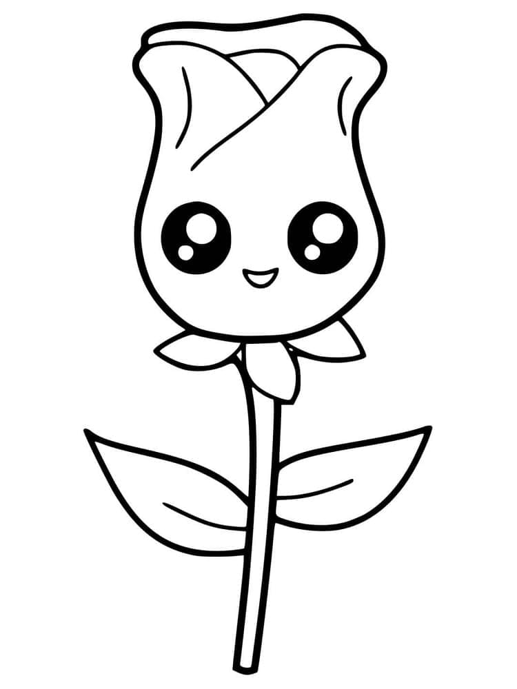 Kawaii Gül Boyama Sayfası