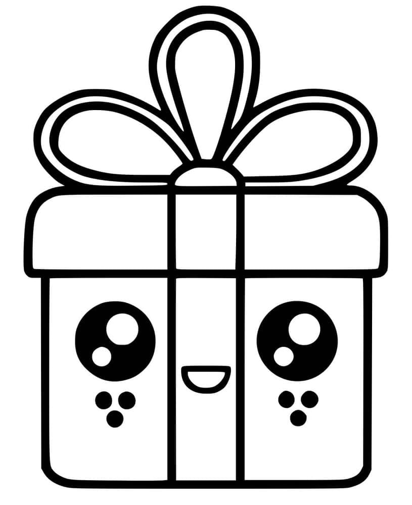 Kawaii Hediye Boyama Sayfası