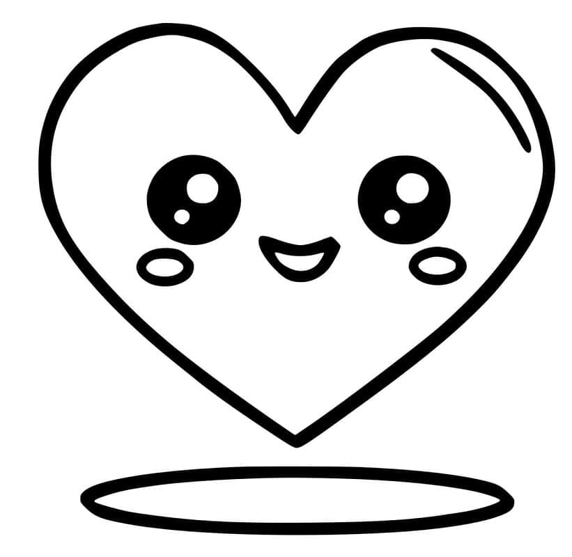 Kawaii Kalp Boyama Sayfası