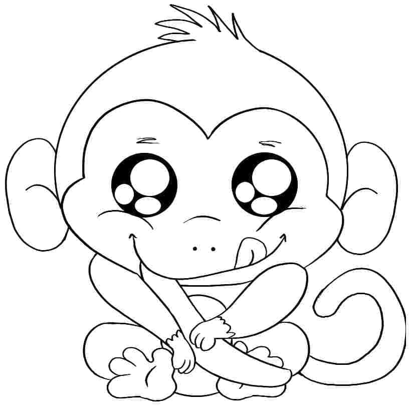 Kawaii Maymun Boyama Sayfası