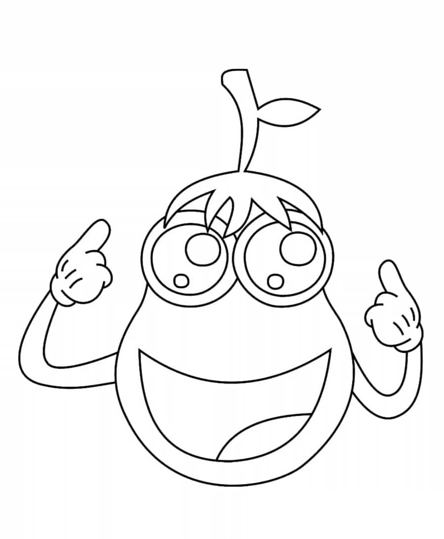 Kawaii Patlıcan Boyama Sayfası