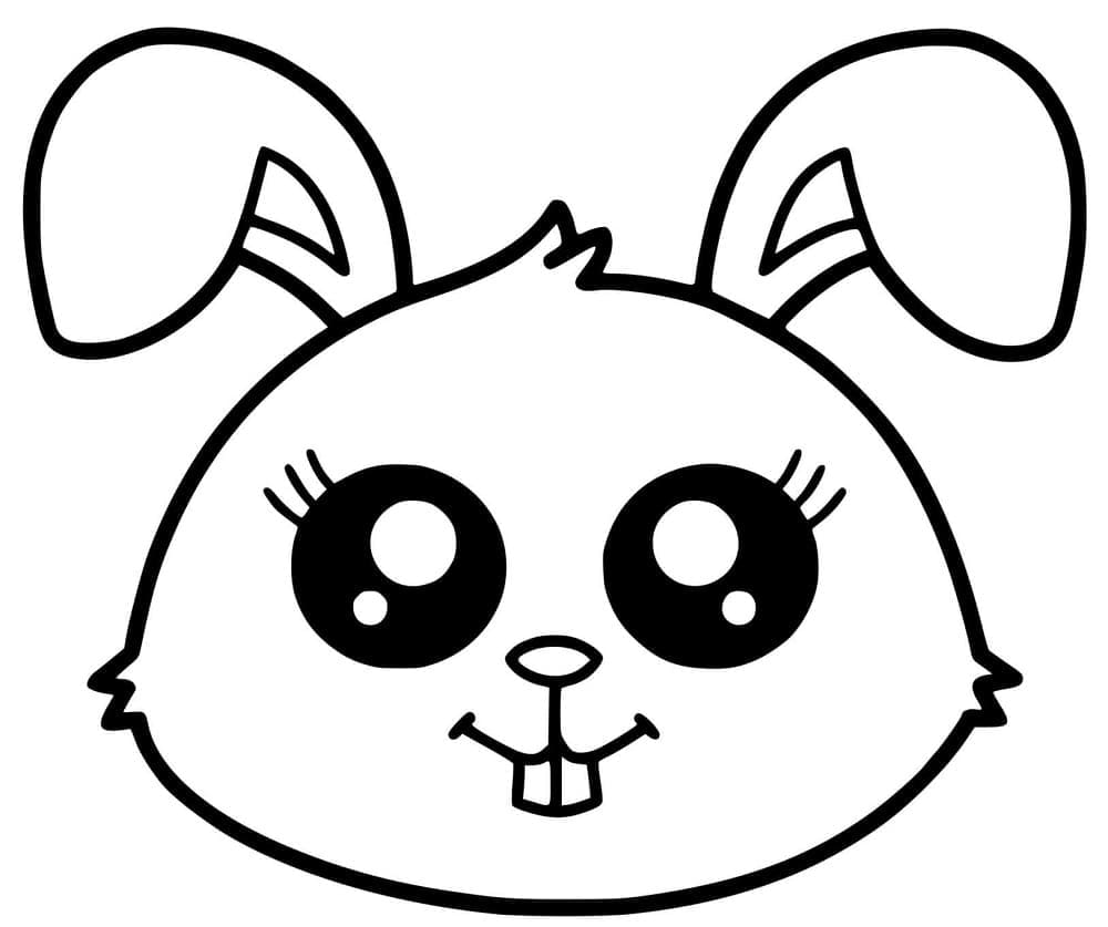 Kawaii Tavşan Yüzü Boyama Sayfası