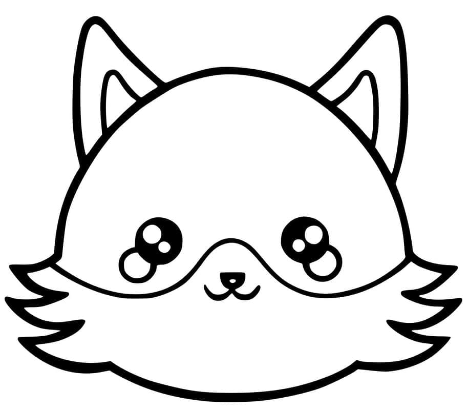 Kawaii Tilki Yüzü Boyama Sayfası