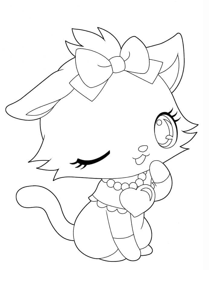 Kawaii Yavru Kedi Boyama Sayfası