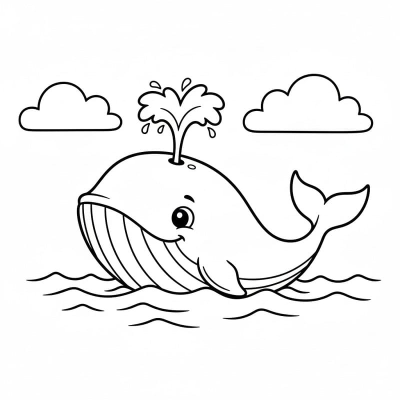 Kolay Balina Boyama Sayfası