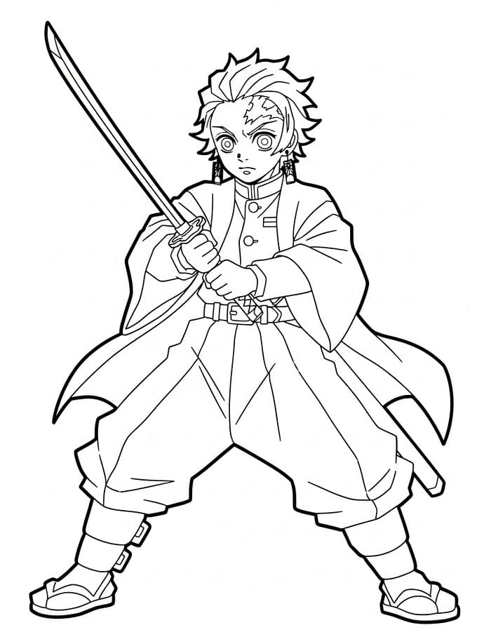 Kolay Tanjiro Boyama Sayfası