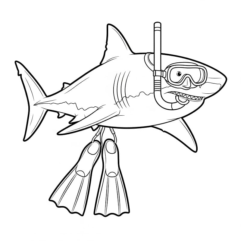 Köpek balığı (3) Boyama Sayfası