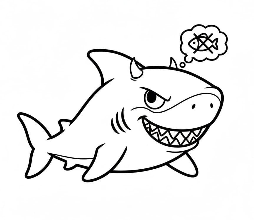 Köpekbalığı 1 Yaş Çocuklar İçin Boyama Sayfası