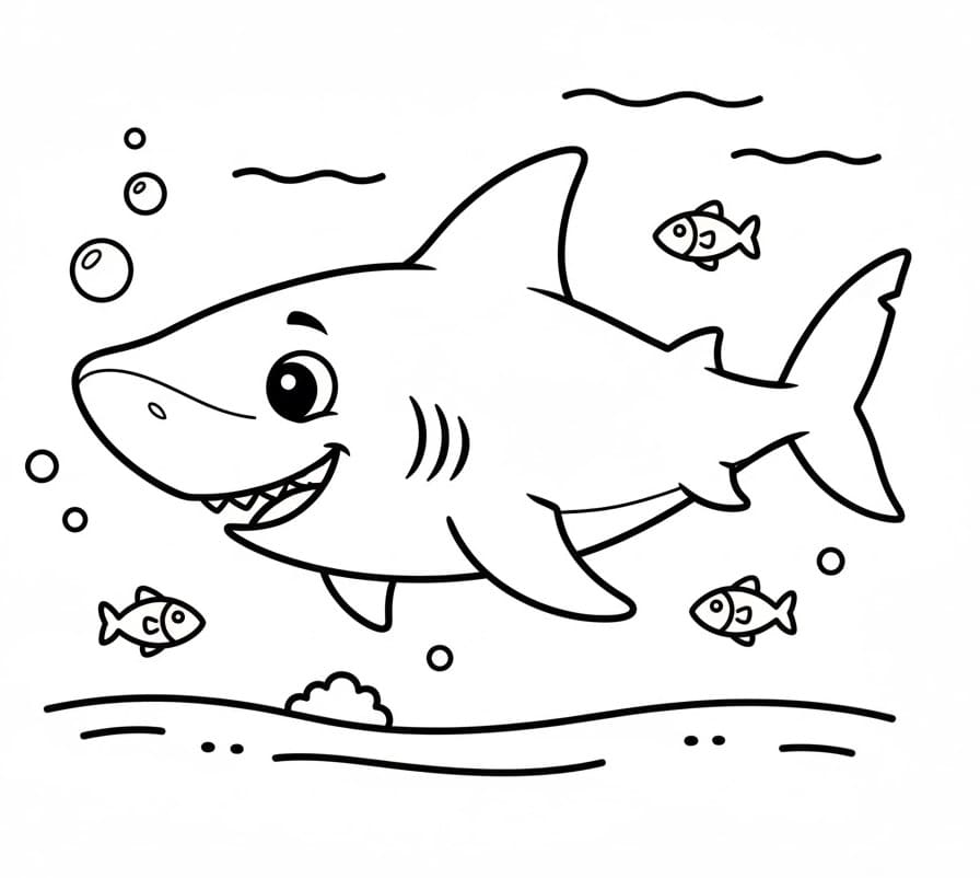 Köpekbalığı 4 Yaş Çocuklar İçin Boyama Sayfası
