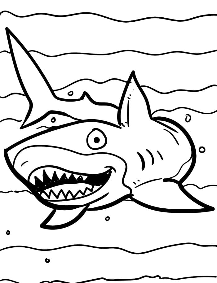 Köpekbalığı Ücretsiz Yazdırılabilir Boyama Sayfası