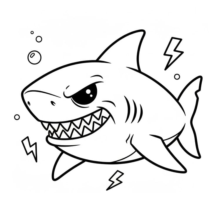 Köpekbalığı Yazdırılabilir Resim Boyama Sayfası