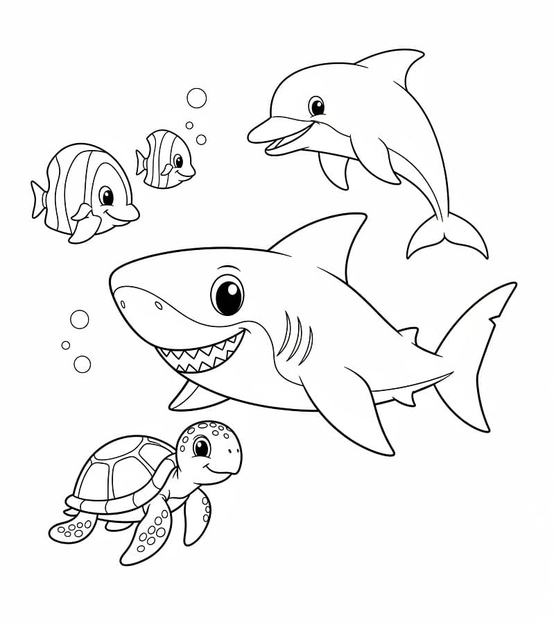 Köpekbalığı Boyama Sayfası