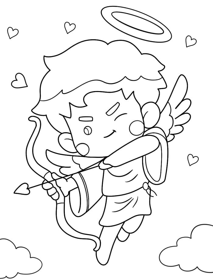 Minik Tatlı Aşk Tanrısı Boyama Sayfası