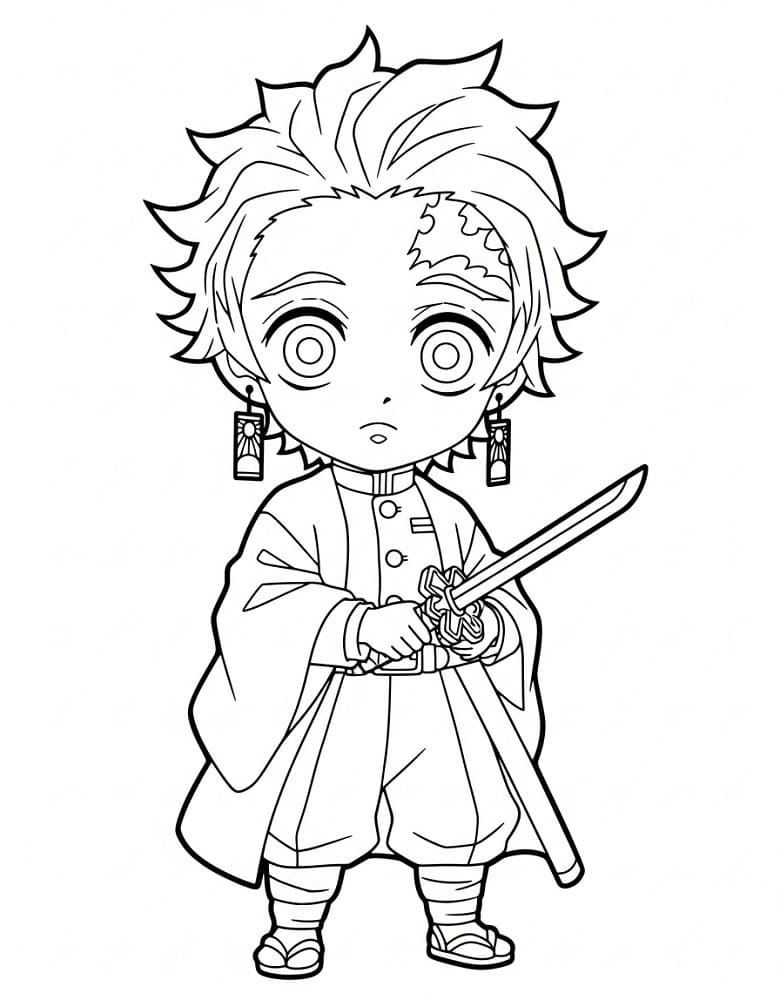 Muhteşem Tanjiro Boyama Sayfası